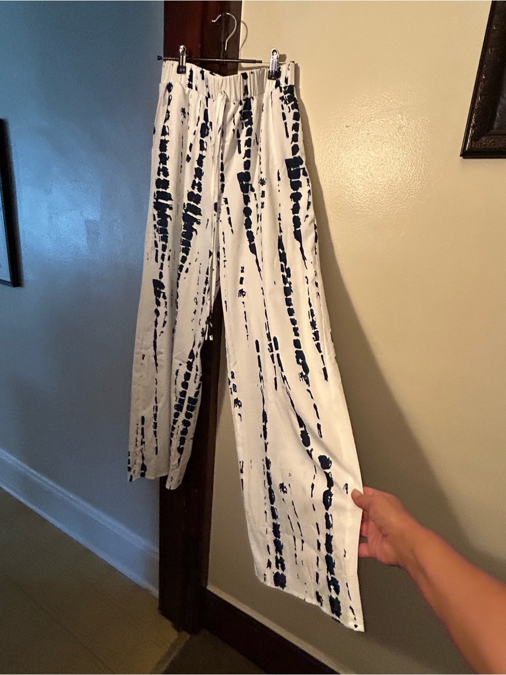 SHEIN White Wide Leg Tie-Dye Print Trousers
